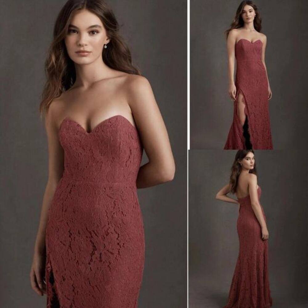 Fame and Partners‎ Twilight Dress Strapless Lace Cinnamon Rose Wine - Picture 13 of 13